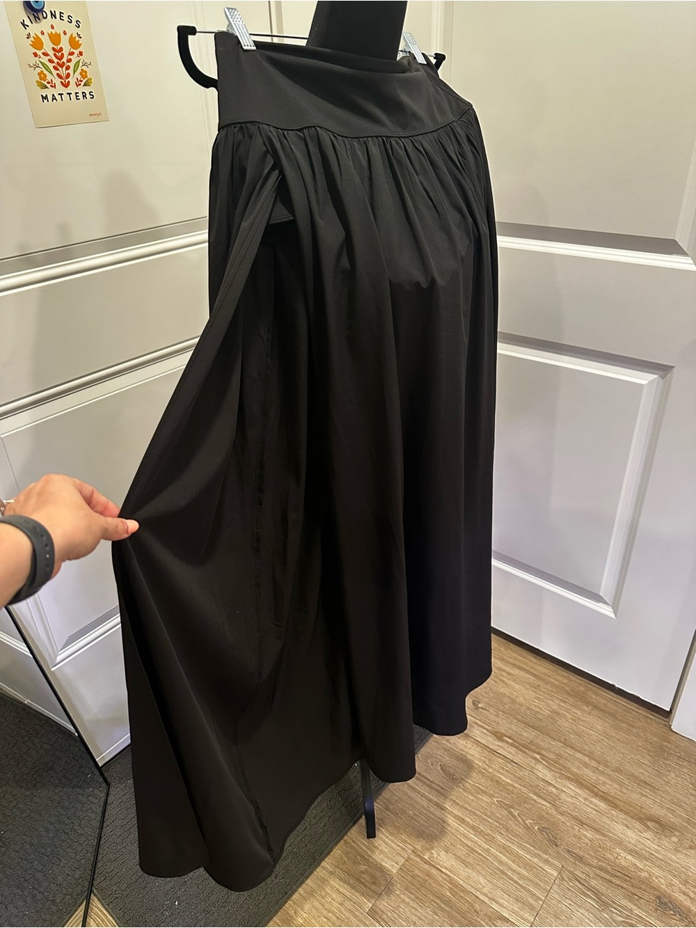 Classic Black Maxi Skirt - Women's Gathered Waist - Picture 2 of 7